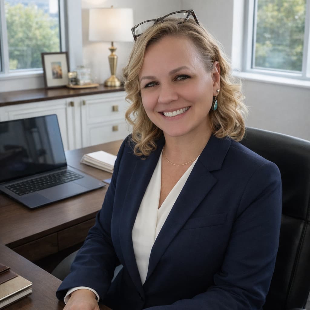 Tonya Carlson-Pruitt, founder of Bluebonnet Bookkeeping, at her desk